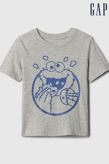 Gap Grey Sesame Street Cookie Monster Graphic Short Sleeve  Baby T-Shirt (Newborn-5yrs) (138254) | £12