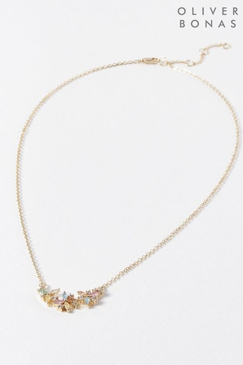 Oliver Bonas Gold Tone Nara Bead Cluster Chain Necklace (138613) | £22