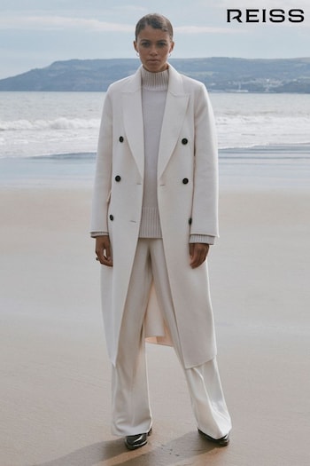 Reiss Sleeve Arla Relaxed Wool Blend Blindseam Belted Coat (138870) | £368