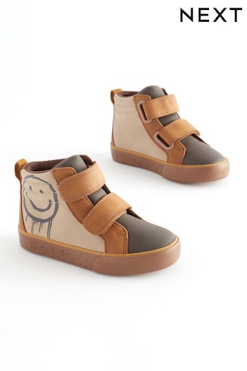 Stone Smiley Wide Fit (G) Warm Lined Touch Fastening Boots sole (138926) | £20 - £24