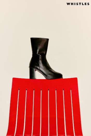 Whistles Clara Platform Heeled Black Kest Boots (139206) | £235