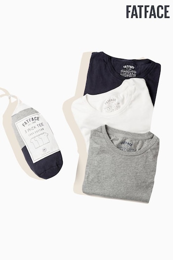 FatFace Navy Blue/White/Grey Crew T-Shirts 3 Pack (139398) | £40