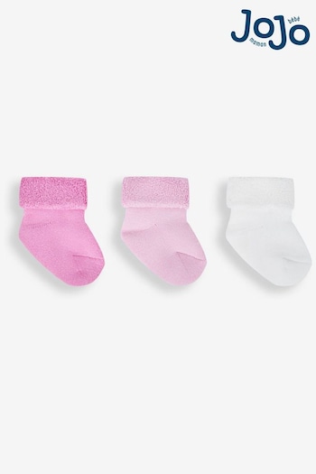 JoJo Maman Bébé Pink 3-Pack Baby Socks (139412) | £5.50