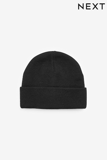 Black Flat Knit Beanie Hat (3mths-16yrs) (139475) | £4 - £8