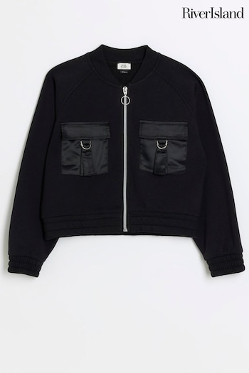 River Island Black Girls Cargo Bomber Jacket (139608) | £30