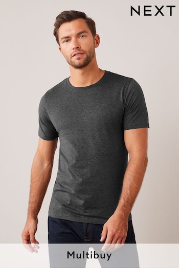 Grey Charcoal Marl Slim Essential Crew Neck T-Shirt (139651) | £8