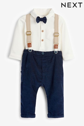 Navy/White 4 Piece Shirt track Body, Trousers and Braces Set (0mths-2yrs) (139725) | £24 - £26