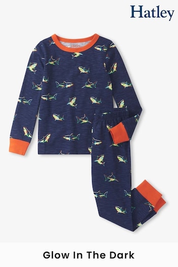Hatley Blue Glow Sharks Cotton Pajama Set (139734) | £26