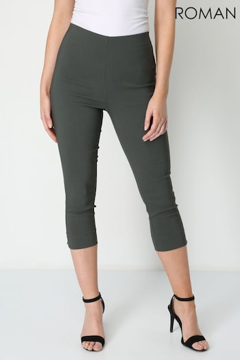 Roman Green Ground Cropped Stretch Trousers Pants (139816) | £28