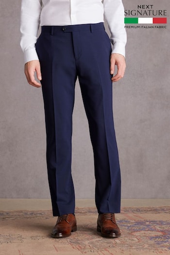 Bright Blue Regular Fit Signature Tollegno Italian Fabric Suit Trousers (140270) | £100