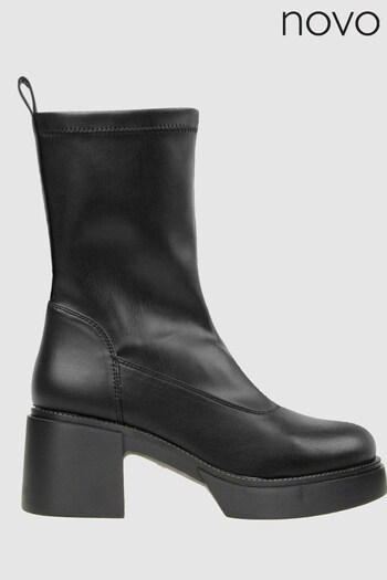Novo Black London Mid Heel Sock Ankle Boots (140675) | £39