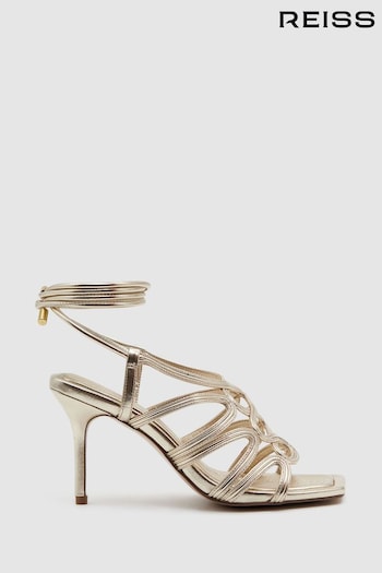 Reiss Gold Keira Strappy Open Toe Heeled Sandals (140708) | £178