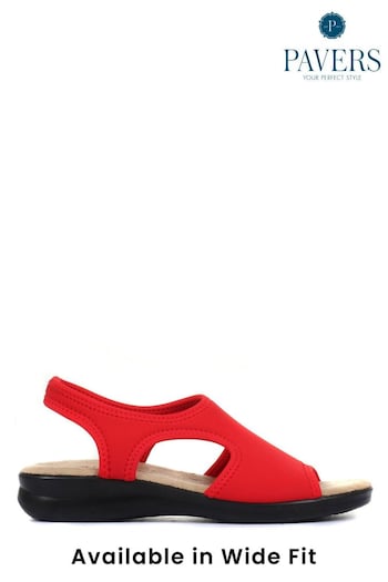 Pavers Red Ladies Stretch Sandals (141098) | £33