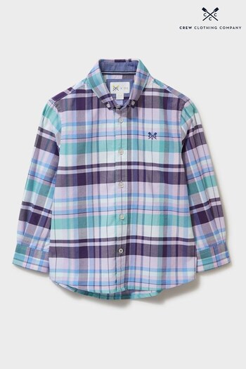 Crew Busy Clothing Company Blue Check Print Cotton Casual Shirt (141323) | £24 - £28