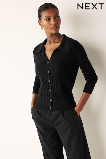 Black Textured Knitted Cardigan (142290) | £38