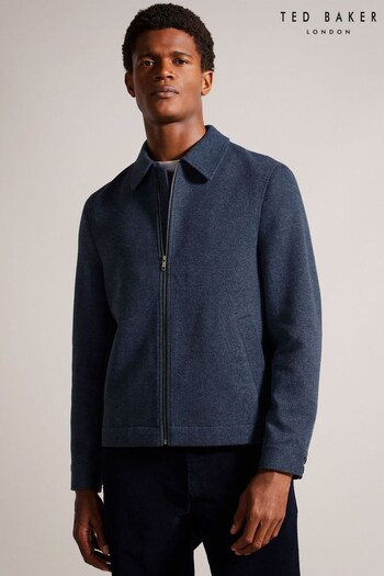 Ted Baker Blue South Wool Blend Smart Harrington Jacket (142537) | £175