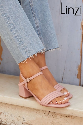 Linzi Pink Toronto Blocked Heel ihr Sandals With Pipped Upper (142620) | £34