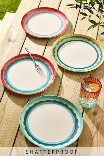 Multi Bright Picnic Dinnerware Set of 4 Dinner Plates (142705) | £18
