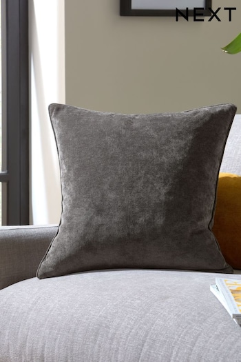 Charcoal Grey Soft Velour Small Square Cushion (142916) | £8