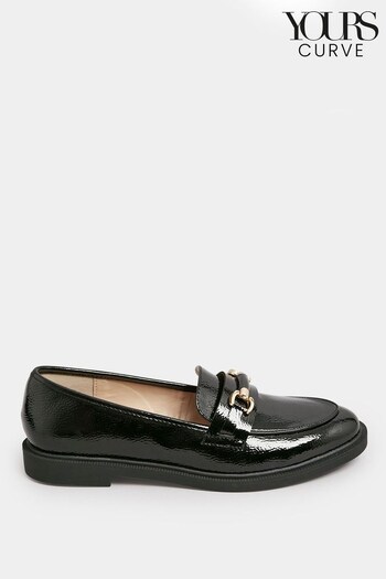 Yours Curve Black Wide Fit Wide Fit Snaffle Loafer Patent (143022) | £33