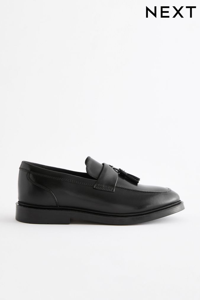Boys Black Loafer Shoes Black Tassel Loafers Next UK