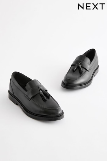Black School Leather Saddle Loafers (143029) | £32 - £39