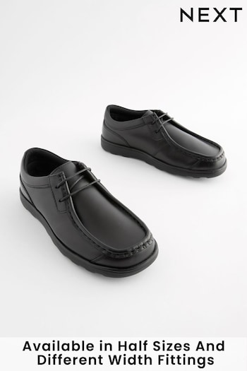 Black Standard Fit (F) School Leather Lace-Up Shoes (143345) | £32 - £40