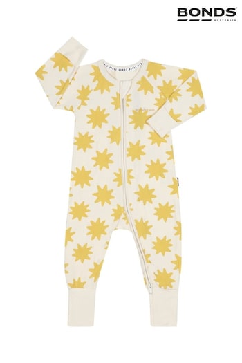 Bonds Yellow Beaming Star Print Zip Sleepsuit (143488) | £22