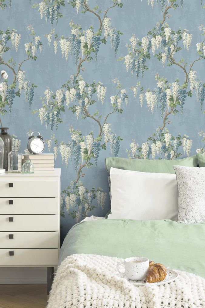 Woodchip & Magnolia Blue Wisteria Wallpaper (143520) | £85