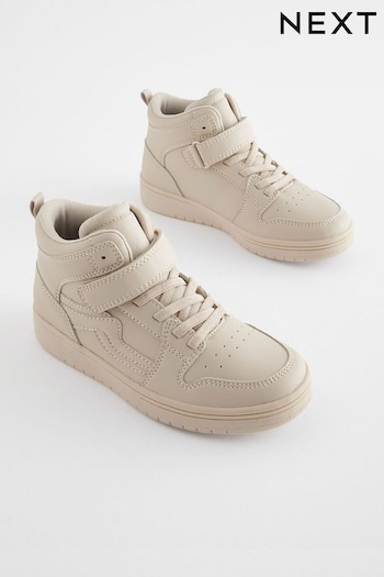 Neutral Elastic Lace High Top Trainers (143696) | £27 - £31