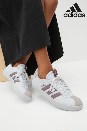 adidas White/Purple Sportswear VL Court Trainers (143879) | £60