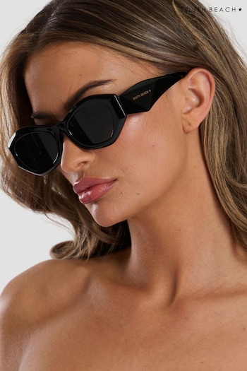 South Beach Black Slim Round Laurent Sunglasses (143983) | £14
