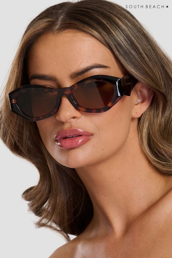 South Beach Brown Slim Round Sunglasses (144029) | £14