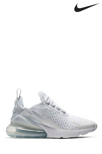 Nike flyknit White/Pale Aqua Youth Air Max 270 Trainers (144103) | £90