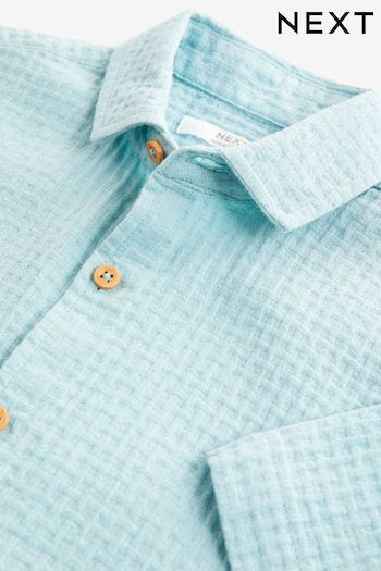 Blue Short Sleeve Textured Shirt (3-16yrs) (144479) | £12 - £17