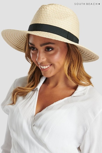 South Beach Cream Fedora Hat with Frayed Edges & Band (144533) | £20