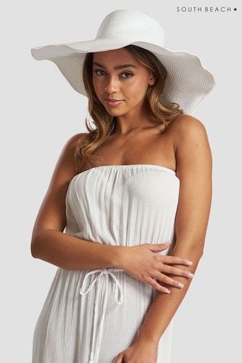 South Beach White Wide Brim Floppy Hat (144649) | £15