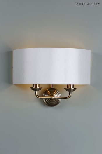 Laura Ashley Brass Sorrento 2 Light Wall Light Lamp Shade (144670) | £79