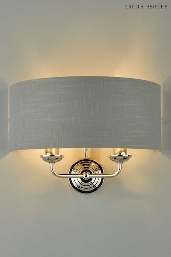 Laura Ashley Chrome Sorrento 2 Light Wall Light Lamp Shade (144736) | £75