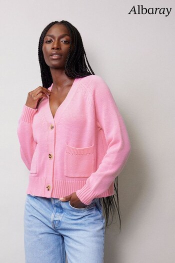Albaray Pink Relaxed Cotton Cardigan (144776) | £69