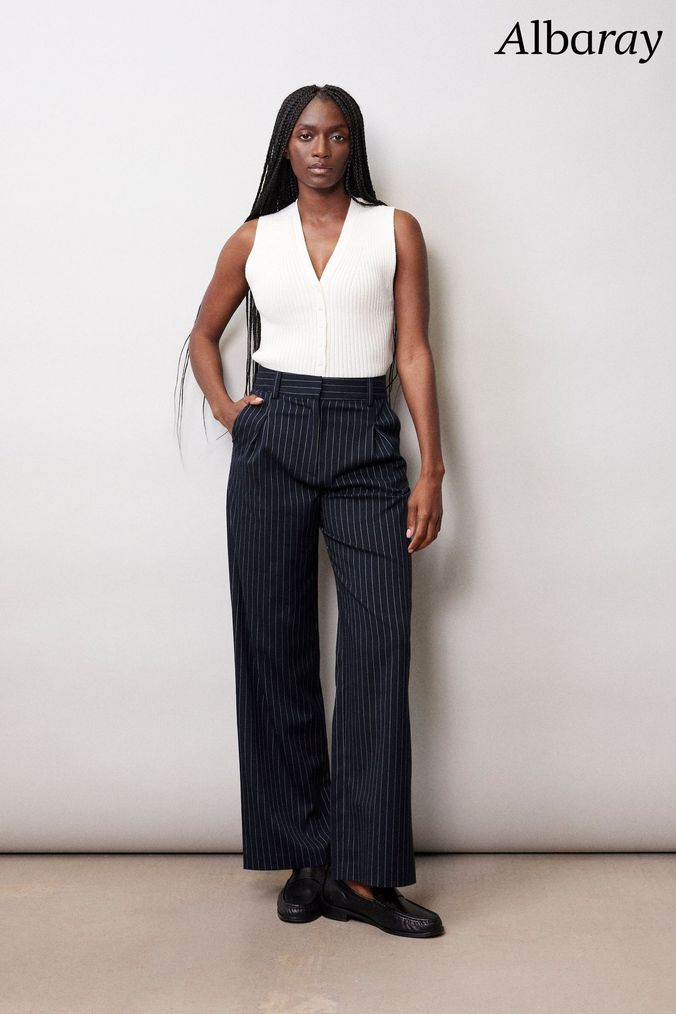 Navy white striped new arrivals trousers