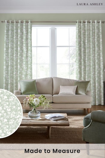 Laura Ashley Hedgerow Green Rye Made to Measure Curtains (145011) | £100