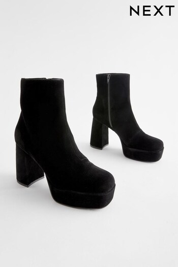 Black Velvet Platform Ankle Noos Boots (145198) | £55