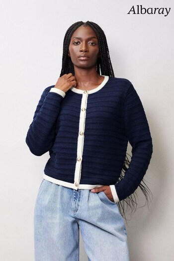 Albaray Blue Knitted Contrast Trim Cardigan (145374) | £85