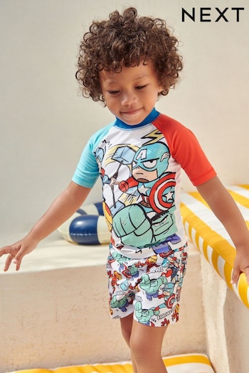 Marvel Red And Blue 2 Piece Sunsafe Top And Shorts Set (3mths-7yrs) (145421) | £18 - £22
