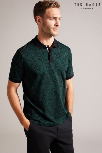 Ted Baker Green Ealis Short Sleeve Regular Jacquard Polo Shirt (145567) | £70