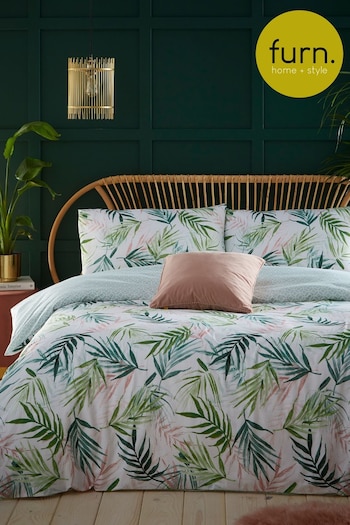 furn. Green Bali Palm Reversible Jungle Botanic Duvet Cover and Pillowcase Set (145613) | £16 - £34