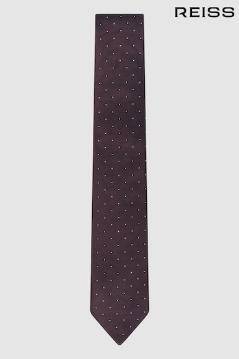 Reiss Burgundy Liam Polka Dot Silk Tie (145659) | £48