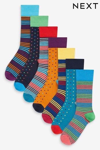 Bright Stripe Spot Pattern Socks 8 Pack (145809) | £22