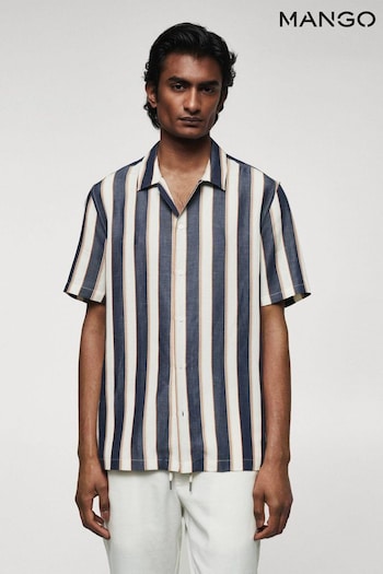 Mango Blue Short Sleeve Striped Shirt (146026) | £46